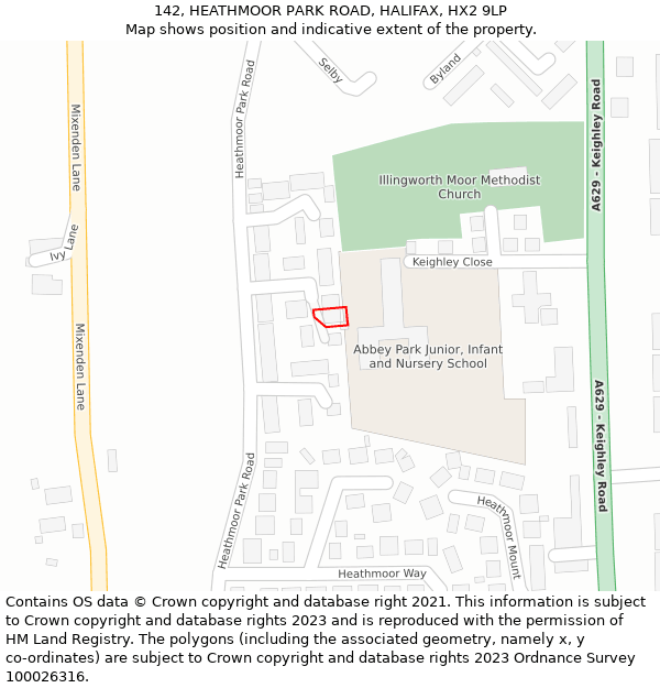 142, HEATHMOOR PARK ROAD, HALIFAX, HX2 9LP: Location map and indicative extent of plot