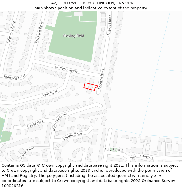 142, HOLLYWELL ROAD, LINCOLN, LN5 9DN: Location map and indicative extent of plot