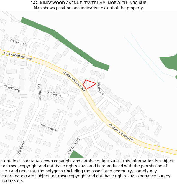 142, KINGSWOOD AVENUE, TAVERHAM, NORWICH, NR8 6UR: Location map and indicative extent of plot