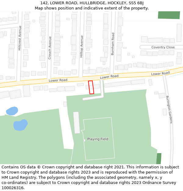 142, LOWER ROAD, HULLBRIDGE, HOCKLEY, SS5 6BJ: Location map and indicative extent of plot
