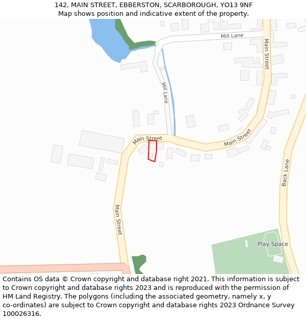 142, MAIN STREET, EBBERSTON, SCARBOROUGH, YO13 9NF: Location map and indicative extent of plot