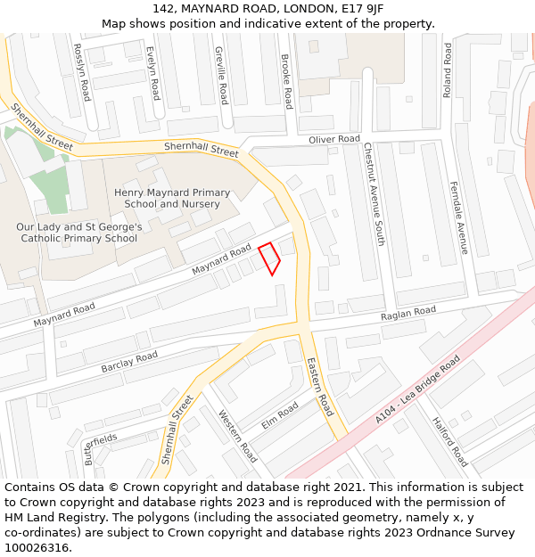 142, MAYNARD ROAD, LONDON, E17 9JF: Location map and indicative extent of plot