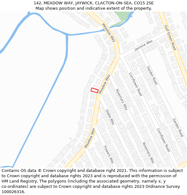 142, MEADOW WAY, JAYWICK, CLACTON-ON-SEA, CO15 2SE: Location map and indicative extent of plot