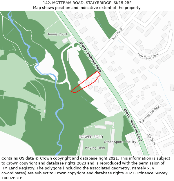142, MOTTRAM ROAD, STALYBRIDGE, SK15 2RF: Location map and indicative extent of plot