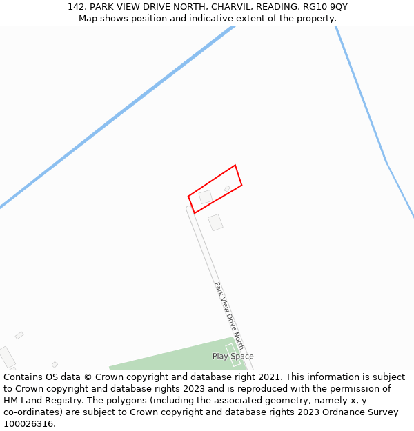 142, PARK VIEW DRIVE NORTH, CHARVIL, READING, RG10 9QY: Location map and indicative extent of plot