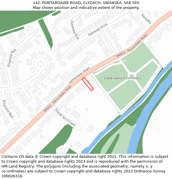 142, PONTARDAWE ROAD, CLYDACH, SWANSEA, SA6 5PA: Location map and indicative extent of plot