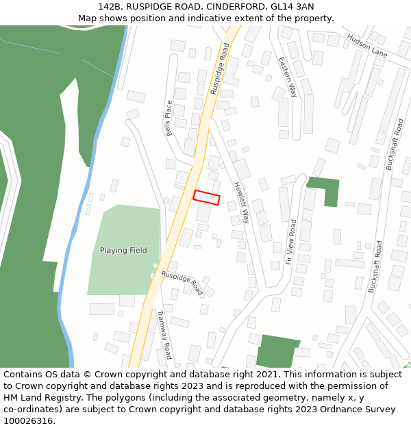 142B, RUSPIDGE ROAD, CINDERFORD, GL14 3AN: Location map and indicative extent of plot