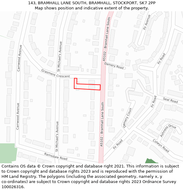 143, BRAMHALL LANE SOUTH, BRAMHALL, STOCKPORT, SK7 2PP: Location map and indicative extent of plot