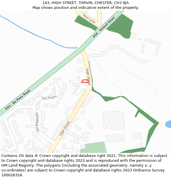 143, HIGH STREET, TARVIN, CHESTER, CH3 8JA: Location map and indicative extent of plot