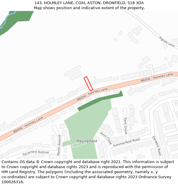 143, HOLMLEY LANE, COAL ASTON, DRONFIELD, S18 3DA: Location map and indicative extent of plot