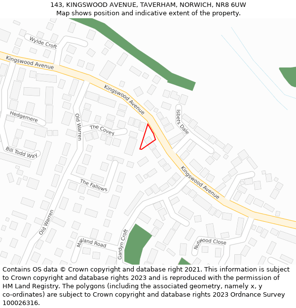 143, KINGSWOOD AVENUE, TAVERHAM, NORWICH, NR8 6UW: Location map and indicative extent of plot