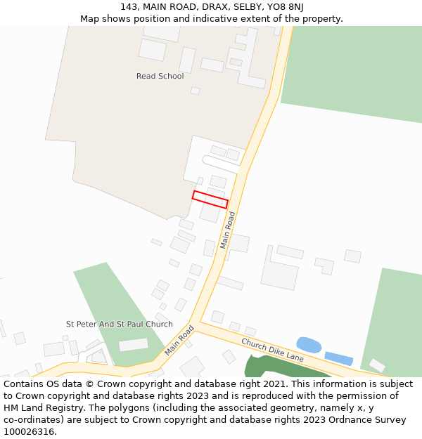 143, MAIN ROAD, DRAX, SELBY, YO8 8NJ: Location map and indicative extent of plot