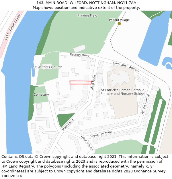 143, MAIN ROAD, WILFORD, NOTTINGHAM, NG11 7AA: Location map and indicative extent of plot