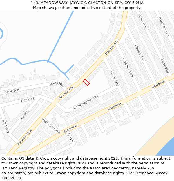 143, MEADOW WAY, JAYWICK, CLACTON-ON-SEA, CO15 2HA: Location map and indicative extent of plot