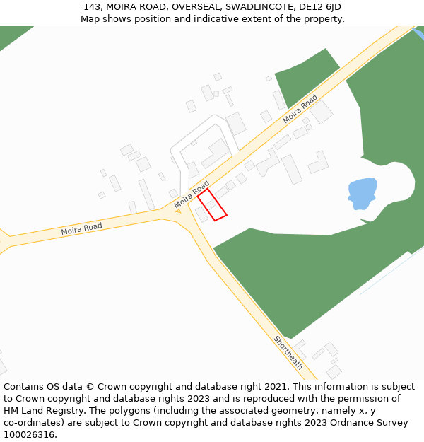 143, MOIRA ROAD, OVERSEAL, SWADLINCOTE, DE12 6JD: Location map and indicative extent of plot