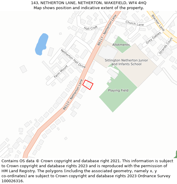 143, NETHERTON LANE, NETHERTON, WAKEFIELD, WF4 4HQ: Location map and indicative extent of plot