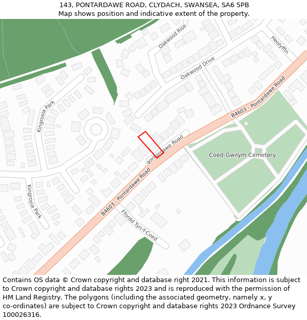 143, PONTARDAWE ROAD, CLYDACH, SWANSEA, SA6 5PB: Location map and indicative extent of plot