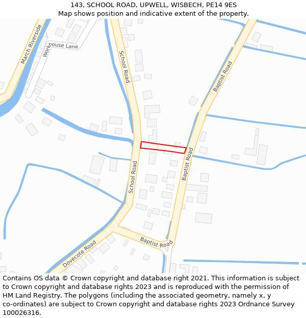 143, SCHOOL ROAD, UPWELL, WISBECH, PE14 9ES: Location map and indicative extent of plot