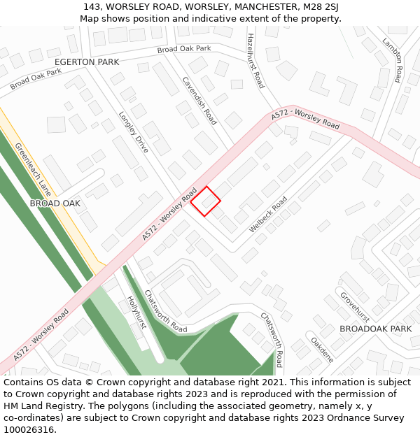 143, WORSLEY ROAD, WORSLEY, MANCHESTER, M28 2SJ: Location map and indicative extent of plot