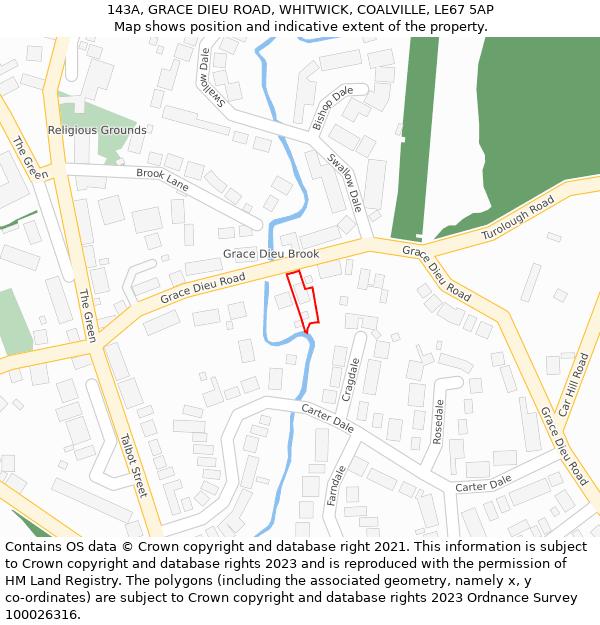 143A, GRACE DIEU ROAD, WHITWICK, COALVILLE, LE67 5AP: Location map and indicative extent of plot