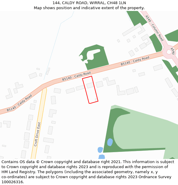 144, CALDY ROAD, WIRRAL, CH48 1LN: Location map and indicative extent of plot