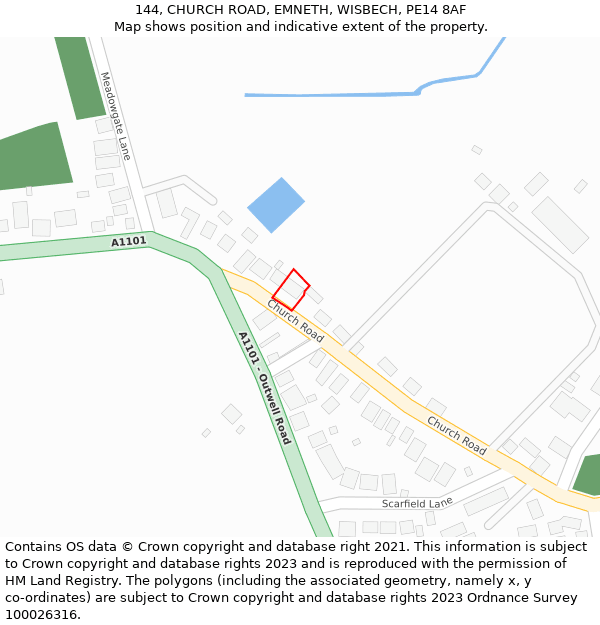144, CHURCH ROAD, EMNETH, WISBECH, PE14 8AF: Location map and indicative extent of plot