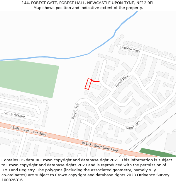 144, FOREST GATE, FOREST HALL, NEWCASTLE UPON TYNE, NE12 9EL: Location map and indicative extent of plot