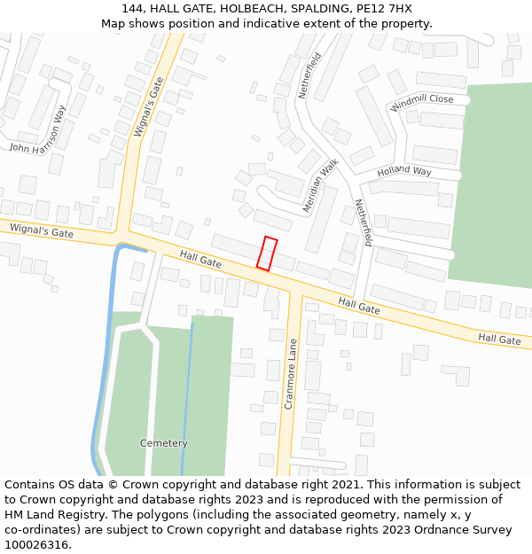 144, HALL GATE, HOLBEACH, SPALDING, PE12 7HX: Location map and indicative extent of plot