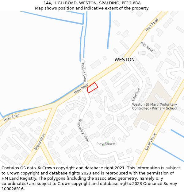 144, HIGH ROAD, WESTON, SPALDING, PE12 6RA: Location map and indicative extent of plot