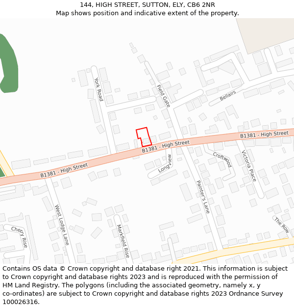 144, HIGH STREET, SUTTON, ELY, CB6 2NR: Location map and indicative extent of plot