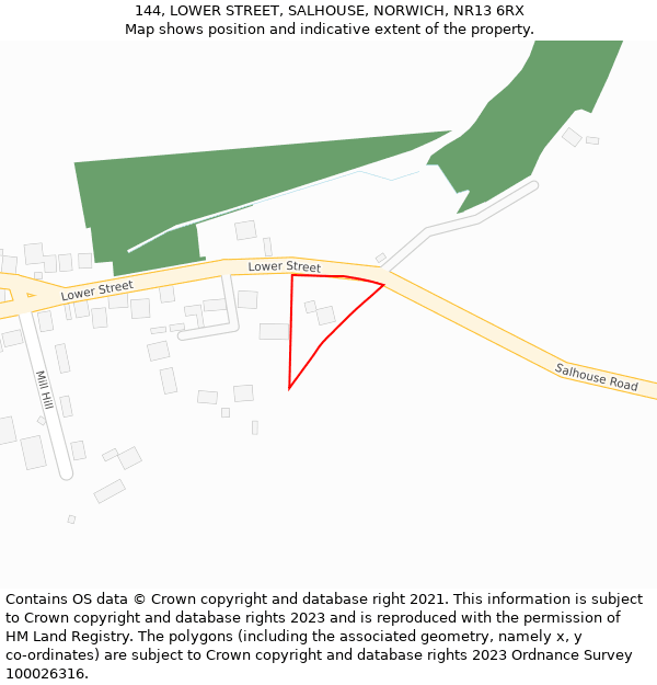 144, LOWER STREET, SALHOUSE, NORWICH, NR13 6RX: Location map and indicative extent of plot