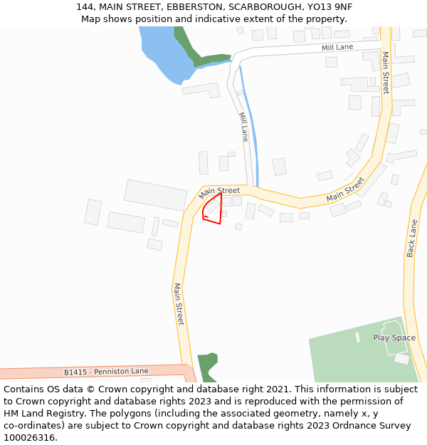 144, MAIN STREET, EBBERSTON, SCARBOROUGH, YO13 9NF: Location map and indicative extent of plot