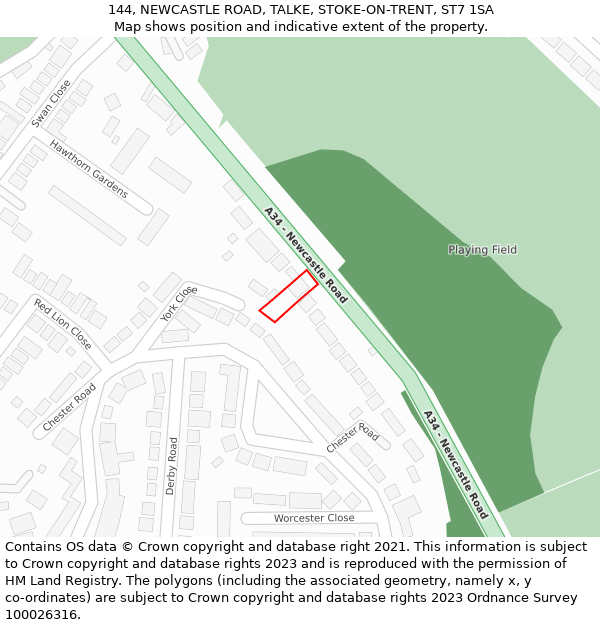 144, NEWCASTLE ROAD, TALKE, STOKE-ON-TRENT, ST7 1SA: Location map and indicative extent of plot