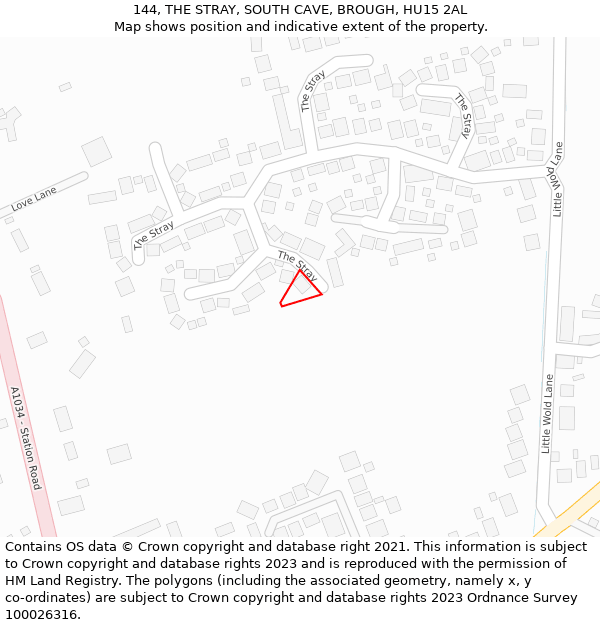 144, THE STRAY, SOUTH CAVE, BROUGH, HU15 2AL: Location map and indicative extent of plot