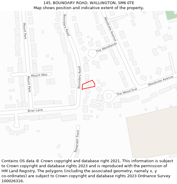 145, BOUNDARY ROAD, WALLINGTON, SM6 0TE: Location map and indicative extent of plot