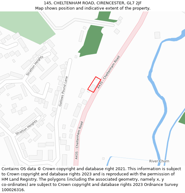 145, CHELTENHAM ROAD, CIRENCESTER, GL7 2JF: Location map and indicative extent of plot