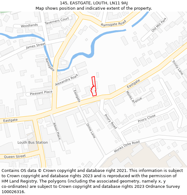 145, EASTGATE, LOUTH, LN11 9AJ: Location map and indicative extent of plot