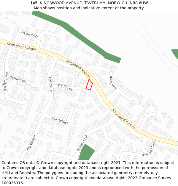 145, KINGSWOOD AVENUE, TAVERHAM, NORWICH, NR8 6UW: Location map and indicative extent of plot