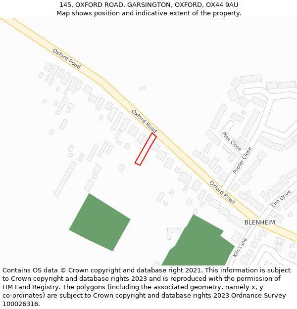 145, OXFORD ROAD, GARSINGTON, OXFORD, OX44 9AU: Location map and indicative extent of plot