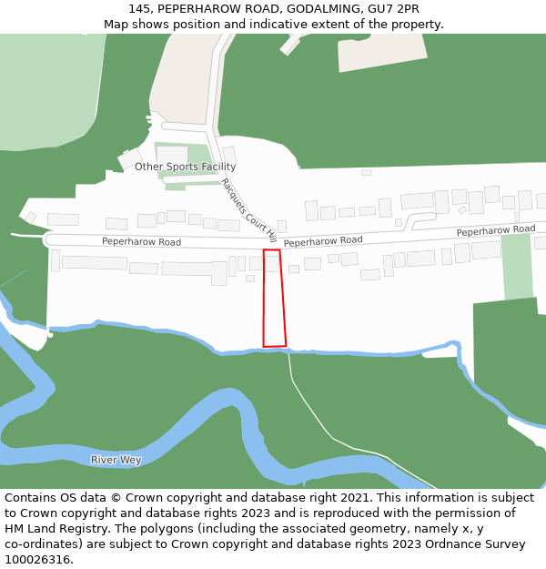 145, PEPERHAROW ROAD, GODALMING, GU7 2PR: Location map and indicative extent of plot