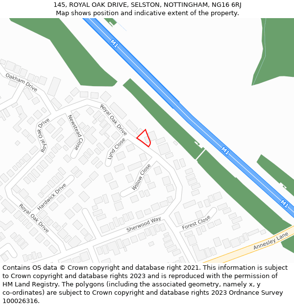 145, ROYAL OAK DRIVE, SELSTON, NOTTINGHAM, NG16 6RJ: Location map and indicative extent of plot