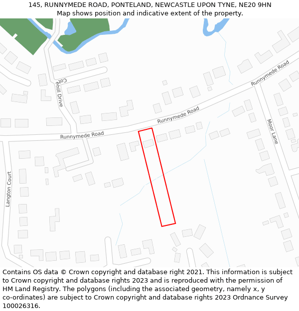 145, RUNNYMEDE ROAD, PONTELAND, NEWCASTLE UPON TYNE, NE20 9HN: Location map and indicative extent of plot