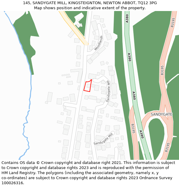 145, SANDYGATE MILL, KINGSTEIGNTON, NEWTON ABBOT, TQ12 3PG: Location map and indicative extent of plot