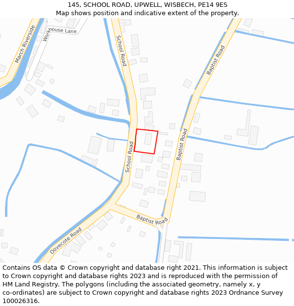 145, SCHOOL ROAD, UPWELL, WISBECH, PE14 9ES: Location map and indicative extent of plot