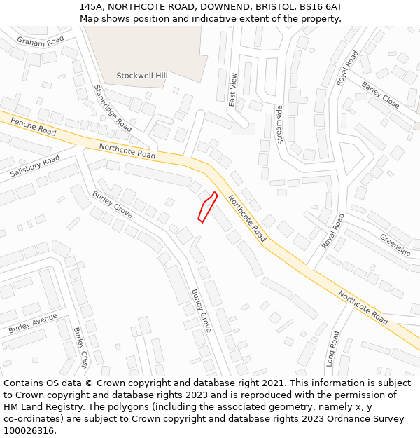 145A, NORTHCOTE ROAD, DOWNEND, BRISTOL, BS16 6AT: Location map and indicative extent of plot