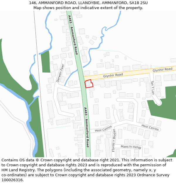 146, AMMANFORD ROAD, LLANDYBIE, AMMANFORD, SA18 2SU: Location map and indicative extent of plot