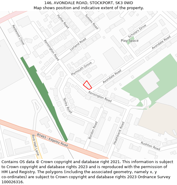 146, AVONDALE ROAD, STOCKPORT, SK3 0WD: Location map and indicative extent of plot