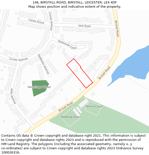 146, BIRSTALL ROAD, BIRSTALL, LEICESTER, LE4 4DF: Location map and indicative extent of plot