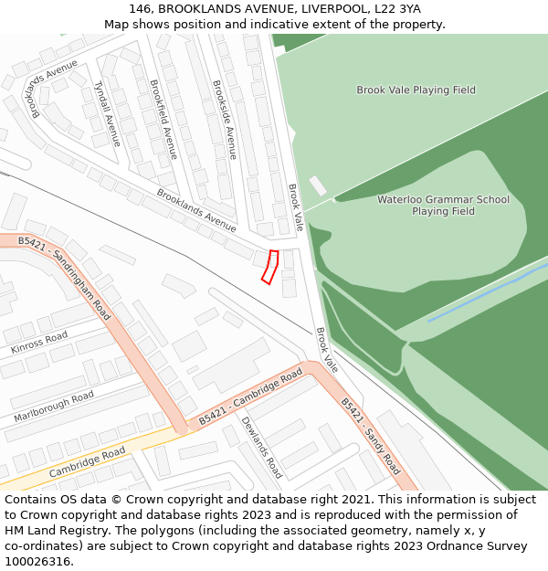 146, BROOKLANDS AVENUE, LIVERPOOL, L22 3YA: Location map and indicative extent of plot