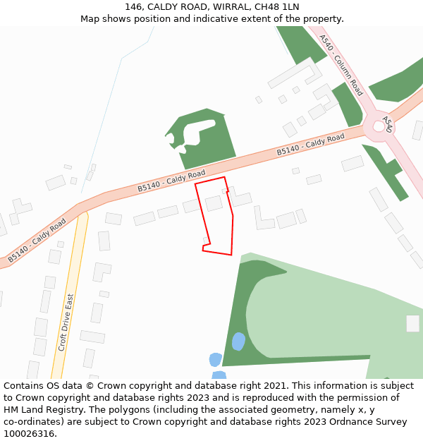 146, CALDY ROAD, WIRRAL, CH48 1LN: Location map and indicative extent of plot